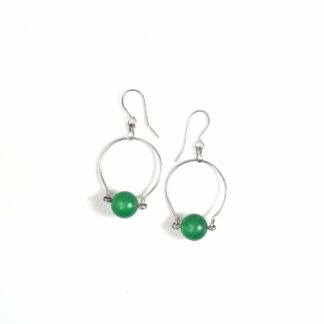 pendientes esfera aventurina verde- cuarzo natural- onice joyas